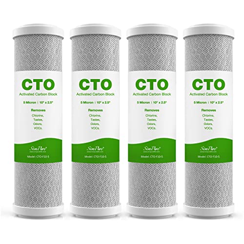 5 Micron 10" x 2.5" Whole House CTO Carbon Sediment Water Filter (4 Count)