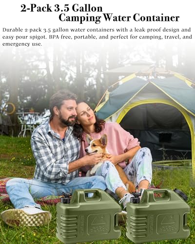 3.5 Gal Camping Water Jug with Spigot (2 Count)