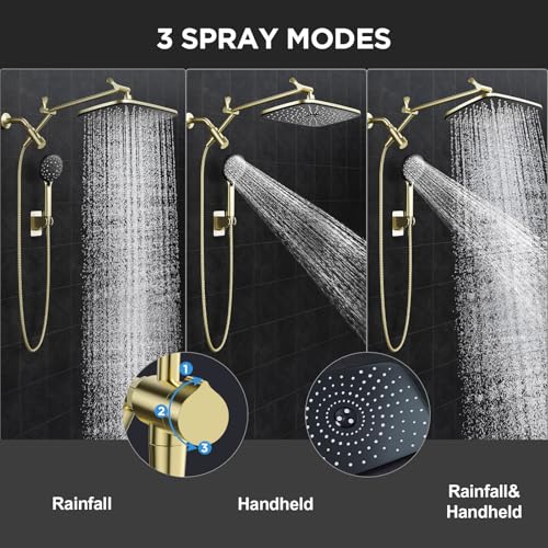 Gold 11.8" High Pressure Shower Head with Handheld