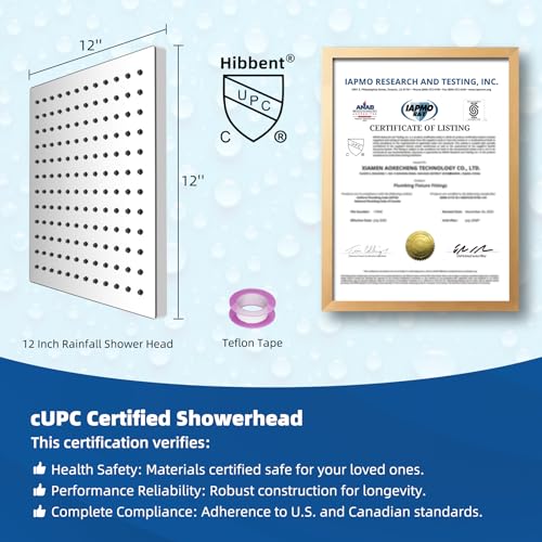 cUPC Certified Metal High Pressure 12'' Rain Shower Head