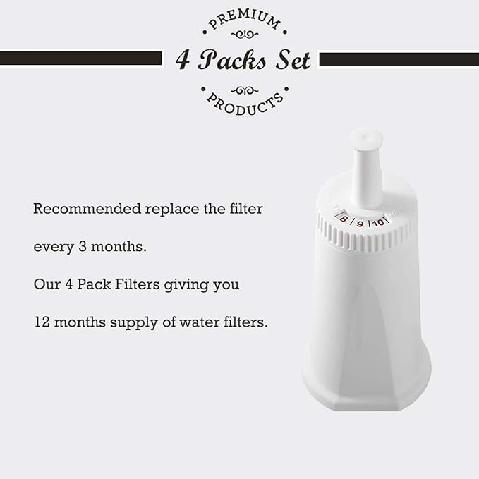 4 Pack Replacement Water Filter Compatible with Breville Sage Claro Swiss For Oracle Barista Bambino Espresso Coffee Machine Part #BES008WHT0NUC1 - AquaVibe
