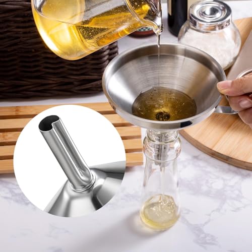 5 Inch Stainless Steel Funnel with Strainer and 200 Fine Mesh Filter (100 Count)
