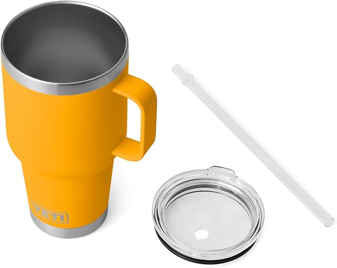 YETI Rambler 35 oz Tumbler with Handle and Straw Lid, Travel Mug Water Tumbler, Vacuum Insulated Cup with Handle, Stainless Steel, Beekeeper