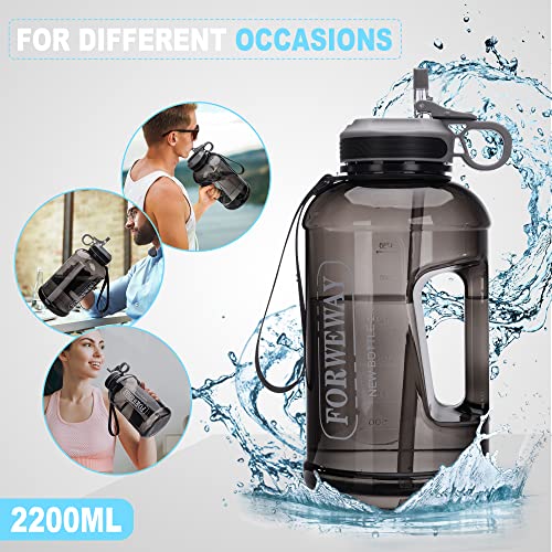 Half Gallon Water Bottle with Straw Leakproof Large Sports Water Bottle with Handle 2L