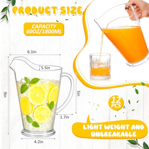 Tessco 12 Pcs Plastic Pitchers 60 Oz Clear Water Beer Jug Large (12 Count)