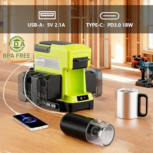 Cordless Coffee Maker for Ryobi 18V Battery
