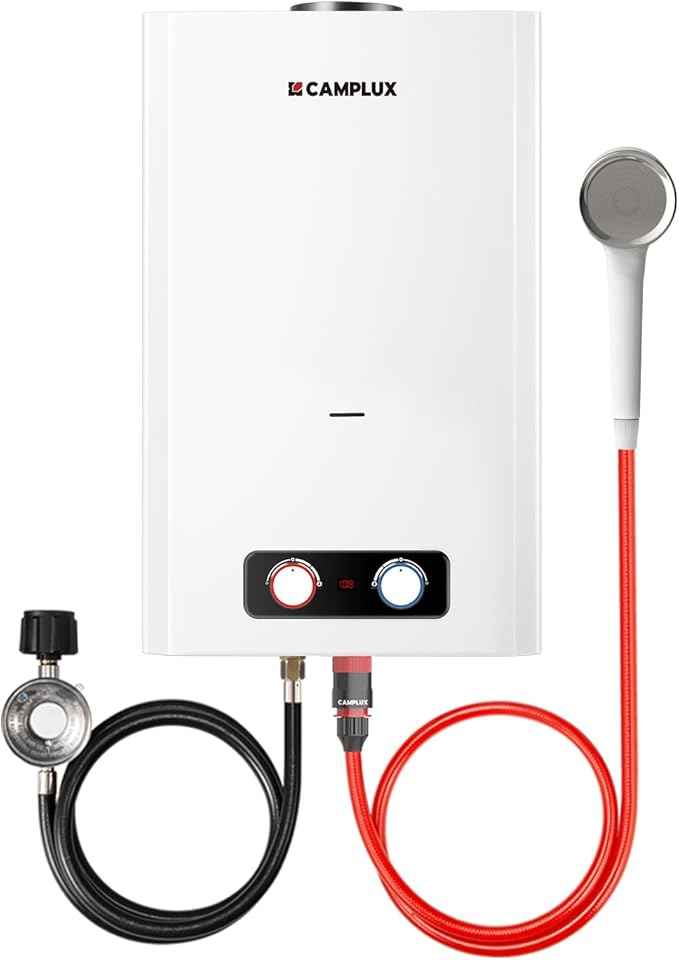 CAMPLUX Tankless Water Heater, 5.28 GPM Propane Water Heater Camping, Outdoor for Cabin, Off-grid, Tiny House & Mobile Home, 136,000 BTU, BD528