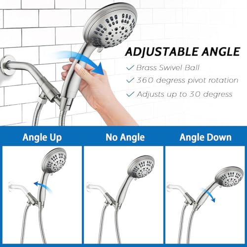 Shower Head with Metal Shower Holder and Long Hose