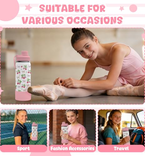 18oz Strawberry Water Bottle with 2Lids