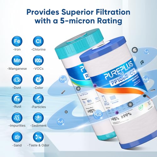 5 Micron 4.5"x 10" Whole House Water Filter Combo Kit with Sediment& Carbon