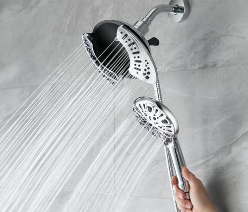 2 in 1 Shower Head with Handheld Combo High Pressure Silver 2.5 GPM