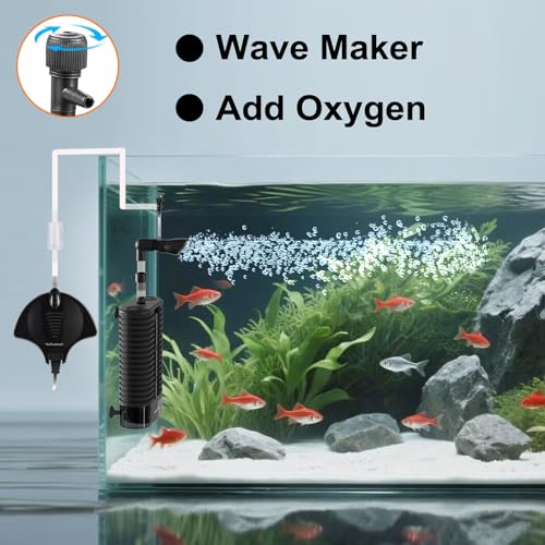 Aquarium USB Sponge Filter Quiet for 20~60Gal Fish Tank for Saltwater and Freshwater with Biochemical Filtration Balls and Fluidized Beds