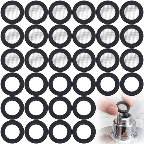 20pcs 1 2" Shower Head Screen Filter Gasket + 20pcs Rubber Washer (40 Count)