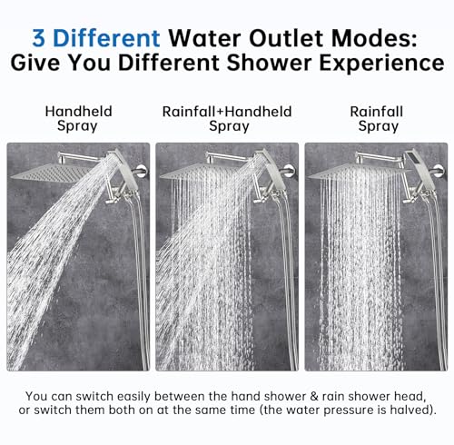 All Metal 10 Inches Rainfall Shower Head with Handheld Combo