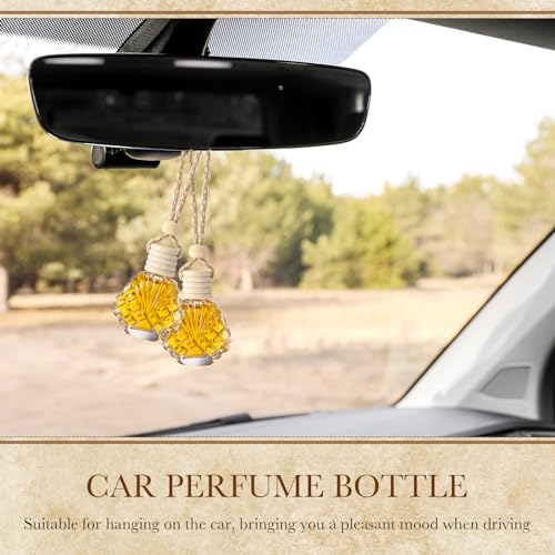 50 Pcs Hanging Car Air Freshener Car Diffuser Bottles Empty Glass Perfume Bottle Freshener Diffuser Bottle Pendant for Essential Oil Fragrance Aromatherapy Ornament (50 Count)