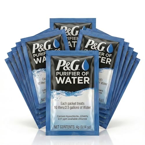 Portable Water Purifier Packets. Emergency Water Filter Purification Powder Packs for Camping (12 Count)
