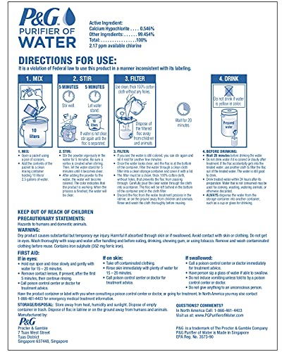 Portable Water Purifier Packets. Emergency Water Filter Purification Powder Packs for Camping (12 Count)