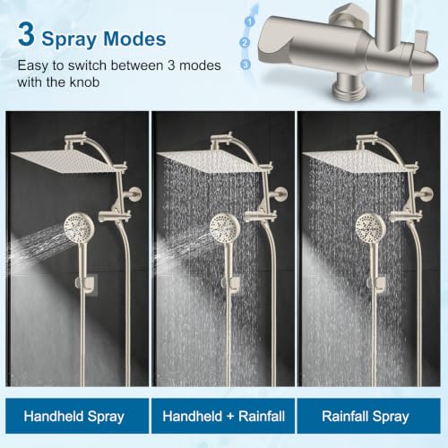 Metal 12" High Pressure Rain Shower Head Combo