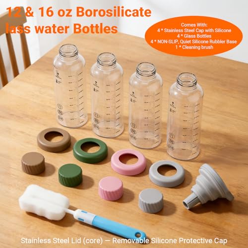16 oz Glass Juice Bottles 4 Pack