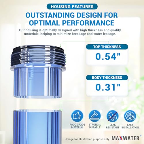 Whole House 20" x4.5" Purple Clear WH Water Filter Housing 1 inch Inlet