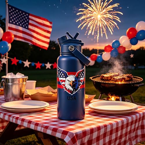 American Flag Insulated Water Bottle 32 oz