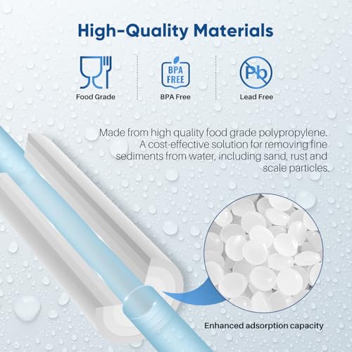 20 Micron 10" x 2.5" Whole House Sediment Home Water Filter Cartridge Replacement for Any 10 inch RO Unit (4 Count)