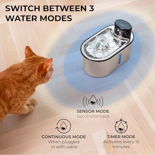 Wireless Cat Water Fountain Stainless Steel 108oz