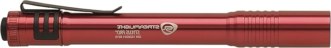 Streamlight 66120 Stylus Pro 100-Lumen White LED Pen Light for Inspectors, Law Enforcement, and Everyday Use with 2 AAA Alkaline Batteries, Red