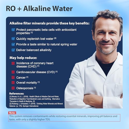 RCC7P-AK-BLK, 6-Stage Alkaline Reverse Osmosis System with Booster Pump, RO Water Filtration System, Sleek Black RO Faucet, TDS PFAS Removal, Patented Top-Mounted Faucet for Easy Installation