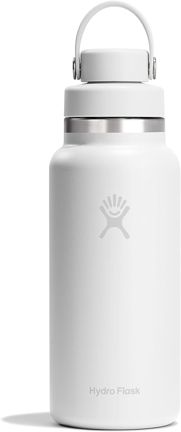 Hydro Flask Water Bottle - Insulated Stainless Steel - Wide Mouth Flex Chug Lid, Non Spill, Leakproof in 32 Oz Tonal White