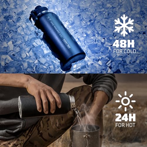 32oz Insulated Tactical Water Bottle with Straw & MOLLE Sleeve