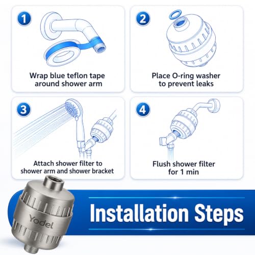 Shower Filter with 6 Cartridge Brushed Nickel (6 Count)