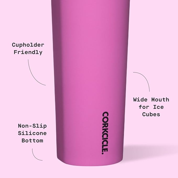 Corkcicle Sport Canteen - Keeps Drinks Cold 25 Hours - Stainless Steel Water Bottle - Triple-Insulated - Spill-Proof - Summer Drinkware Gift - Keeps Drinks Ice Cold - 20 oz - Fuchsia
