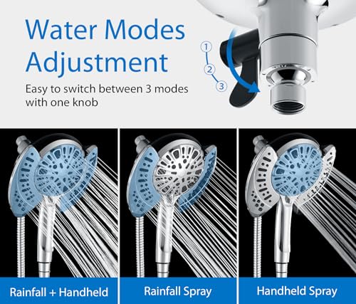 2 in 1 Shower Head with Handheld Combo High Pressure Silver 2.5 GPM
