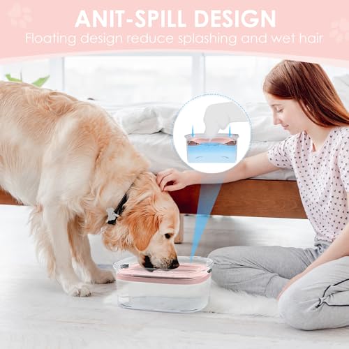 3L No Spill Dog Water Bowl with Slow Drinking Disk