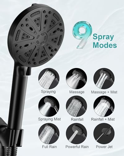 Black Filtered Shower Head Handheld (5 Count)