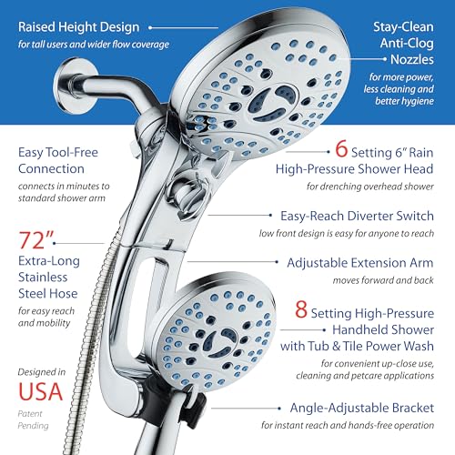 AquaCare 50 mode High Pressure Shower Head Combo with Arm & Dual Power Wash