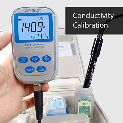 SX731 pH/ORP/Conductivity/TDS/Salinity/Resistivity Portable Handheld Multiparameter Meter Kit, Silver