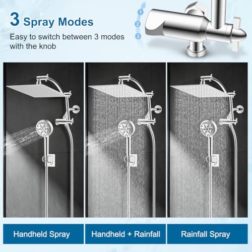 All Metal 12" High Pressure Rain Shower Head Combo