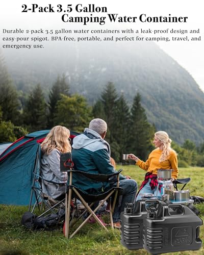 3.5 Gallon Camping Water Jug with Spigot (2 Count)