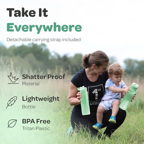 Motivational Water Bottle with Time Marker & Fruit Infuser 17 oz