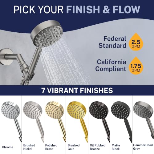 Solid Metal Handheld Shower Head with Hose and Brass Holder