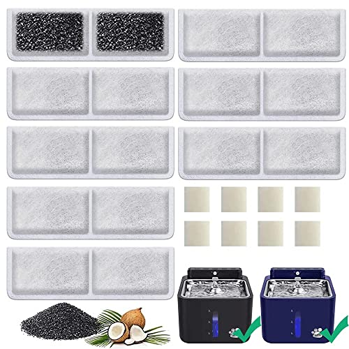 8 Pack Replacement Filters and Pump Filters for Battery Operated Cat Water Fountain (16 Count)