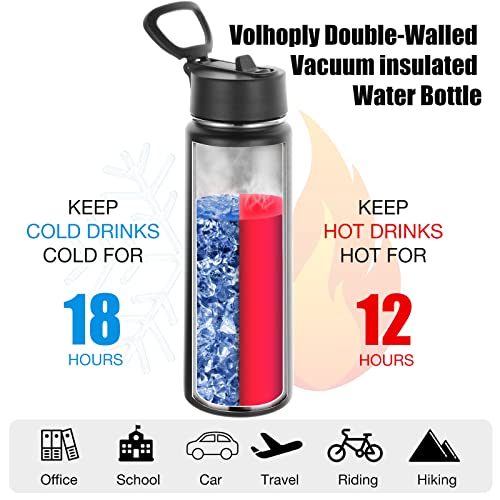Insulated Water Bottles with Straw Bulk 8 Pack (8 Count)