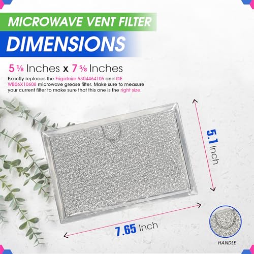 Microwave Filter 5.1"x7.6” Fits Frigidaire 5304464105 Grease Filters (2 Count)