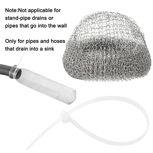 48 Pieces Lint Traps Washing Machine Stainless Steel Lint Snare Traps Laundry Mesh Washer Hose Filter with 48 Pcs Cable Tie (48 Count)
