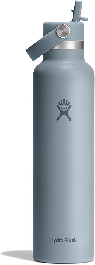 Hydro Flask Water Bottle - Insulated Stainless Steel - Straw Lid, Non Spill, Leakproof in 24 Oz Shale Gray