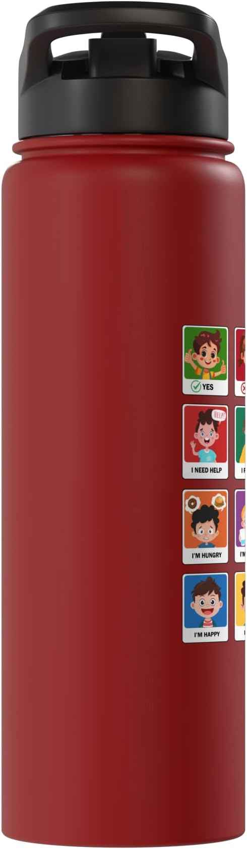 Autism Communication Cards Kids Emotions Speech Therapy AAC Stainless Steel Insulated Water Bottle