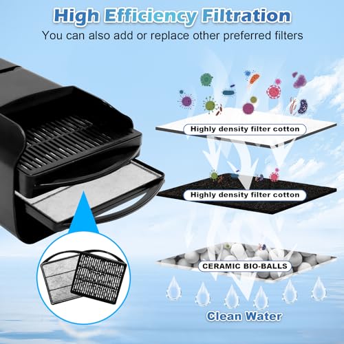 222GPH 10W Turtle Tank Filter Aquarium Filter Power Adjustable 10