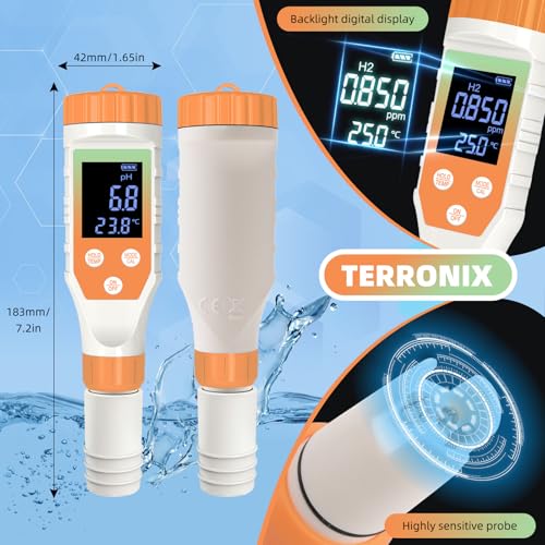 7-in-1 Hydrogen Water Tester, Digital pH TDS EC ORP Salt Temp Meter